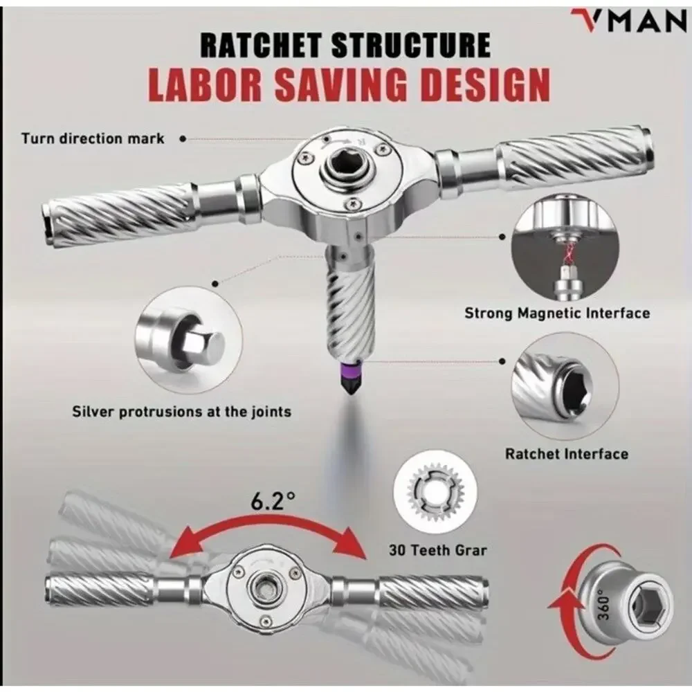 🔥VMAN 66 in 1 Multifunction Ratchet Screwdriver Set Magnetic Bits BNIB🔥
